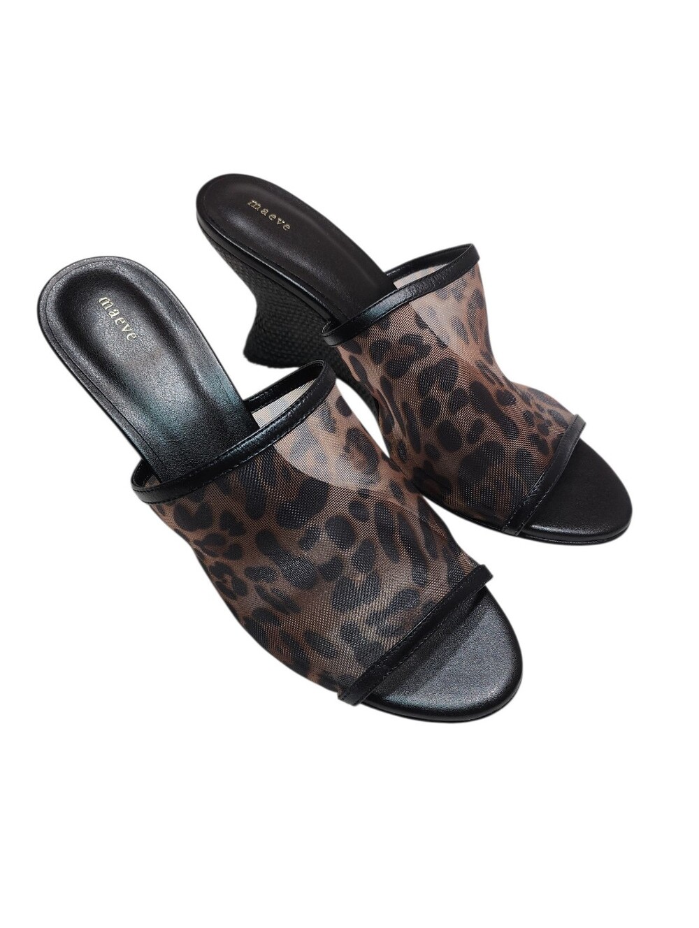 Anthropologie Maeve leopard print mesh mule wedge heels Size 7 - Picture 5 of 16